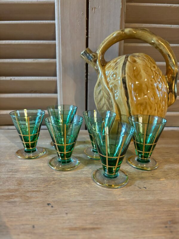 www.queensbrocanteboutique.nl webwinkel brocante vintage curiosa likeurglaasjes gekleurdglas cadeaubon